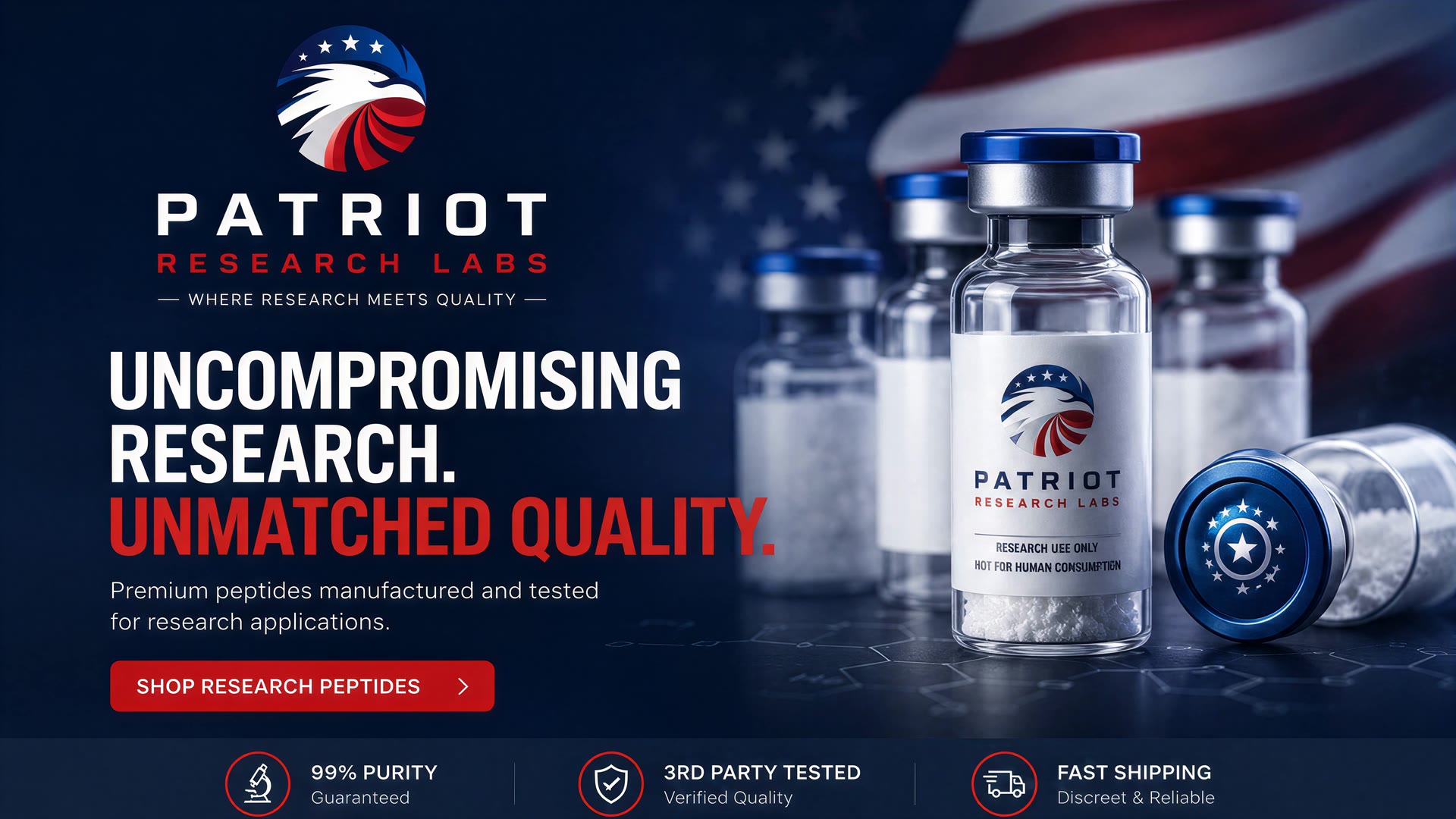 Patriot Research Labs — Uncompromising Research. Unmatched Quality. Premium peptides manufactured and tested for research applications.